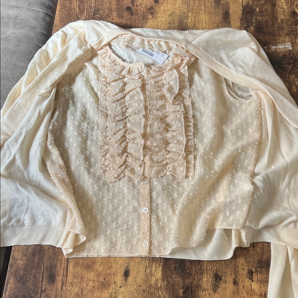 J. Crew Ivory Ruffle Top - Picture 3 of 5